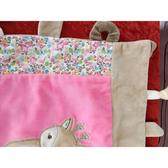 Maison Chic Pink Deer Security Blanket Lovey Teether Taggie Floral Brown Nunu‎ - Picture 3 of 7